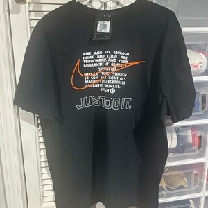 Brand New !XL Nike Black T-Shirt with Orange Swoosh